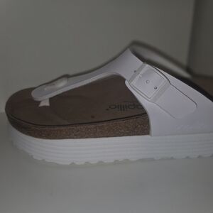 Birkenstock White Platform Sandals